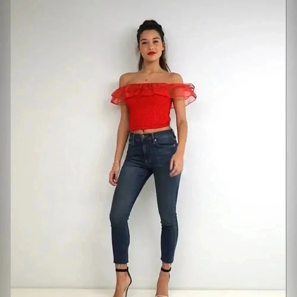 ASOS Shirred Ruffle Bandeau Top - Picture 5 of 12